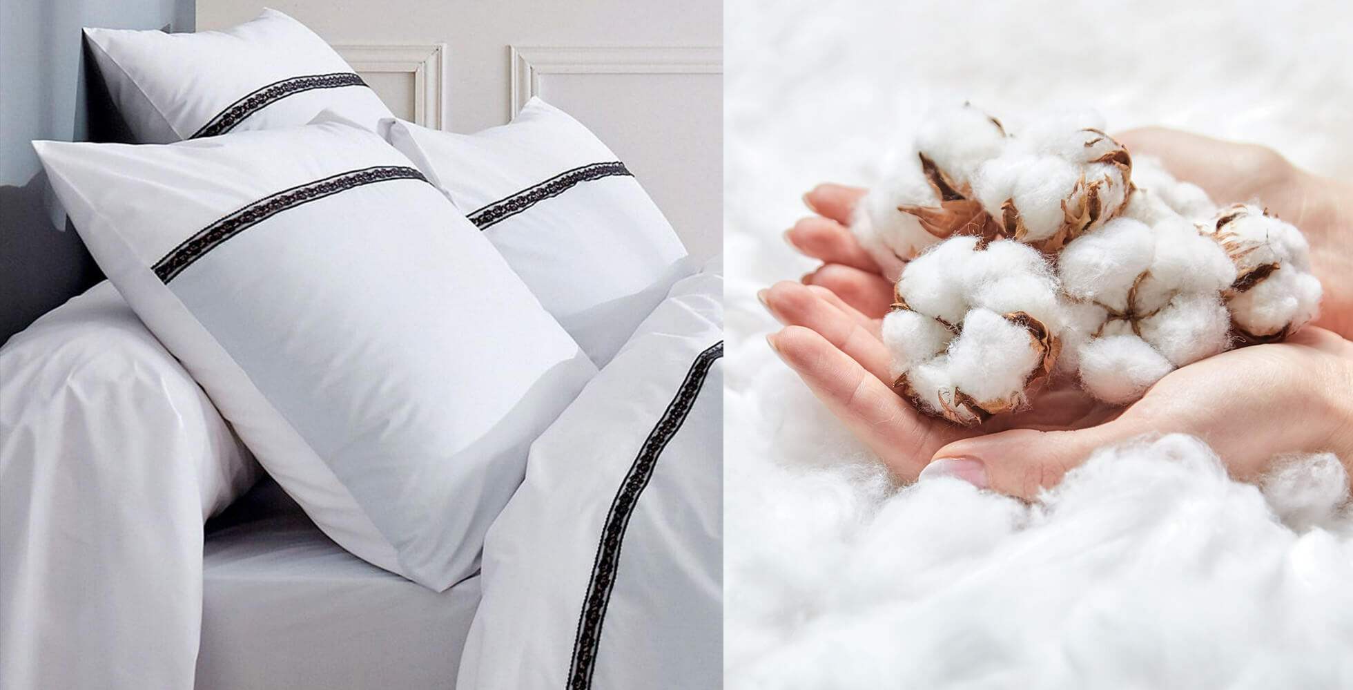 linge de lit blanc et fleurs de coton
