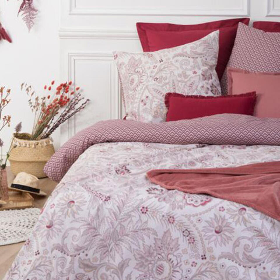 Housse de couette rouge à motifs fleuris