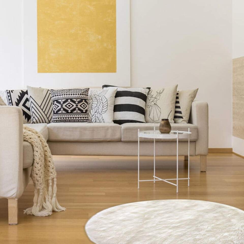 salon avec tapis rond