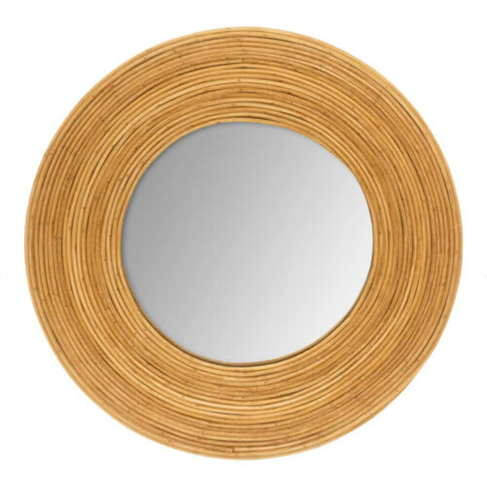 miroir rond en rotin