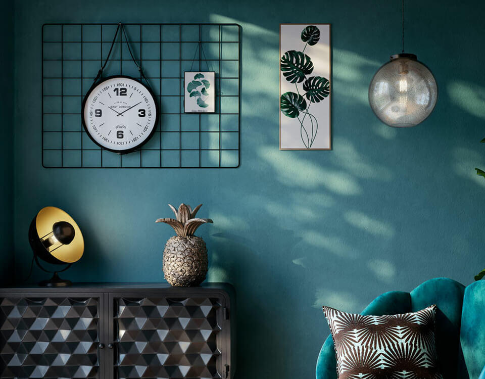 décoration murale avec horloge noir