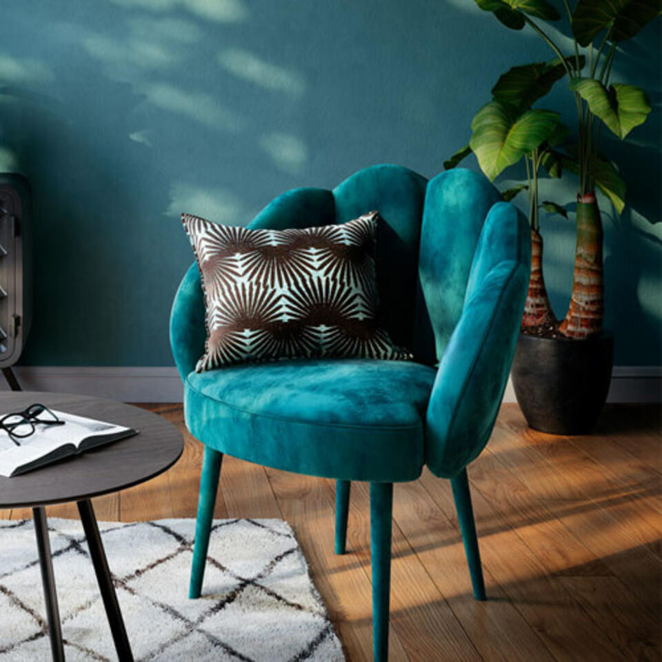 fauteuil bleu canard velours