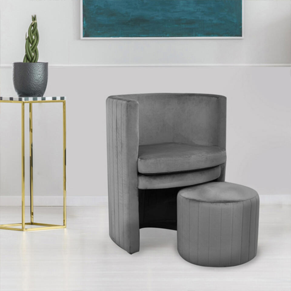 fauteuil velours avec repose pieds