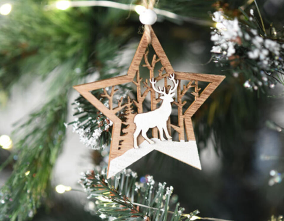 decoration de Noël bois et blanc