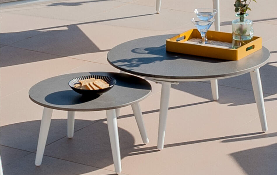 table basse de jardin en aluminium