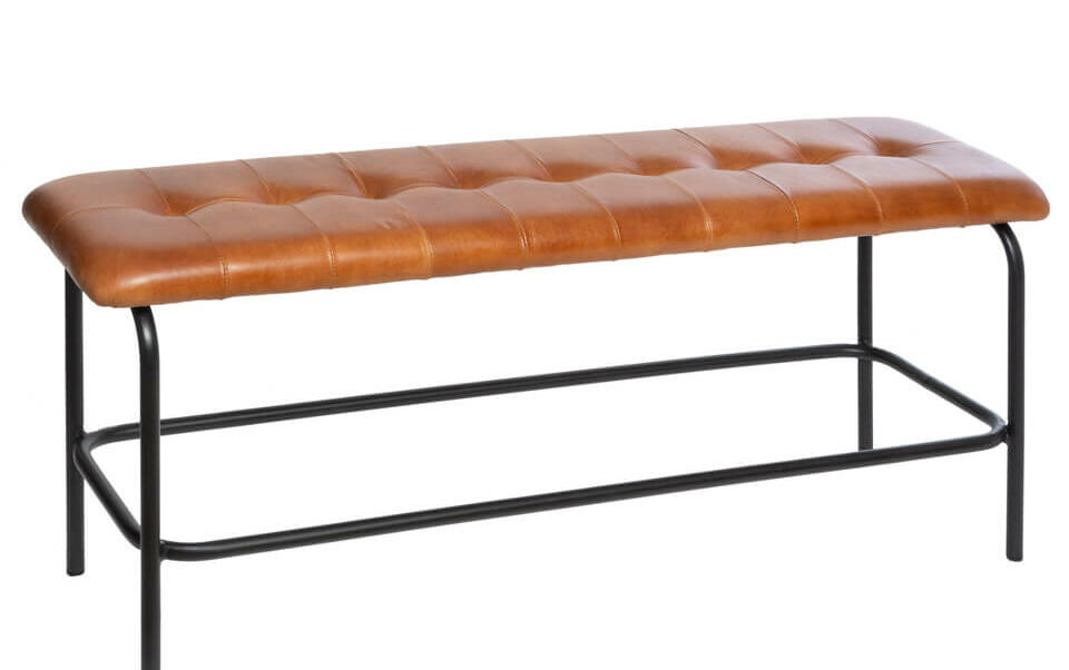 banc en cuir marron