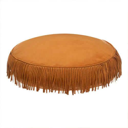 coussin de sol rond à franges