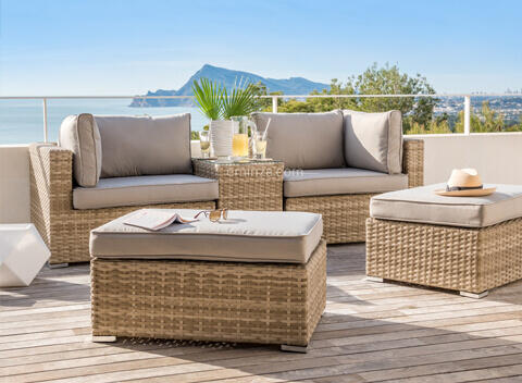 salon de jardin modulable avec meridiennes