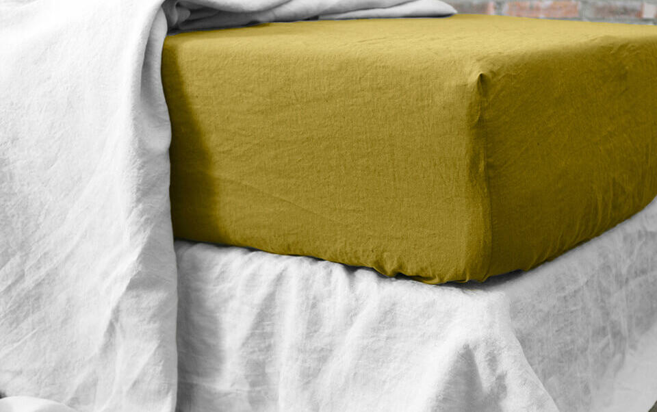 drap housse en lin lavé