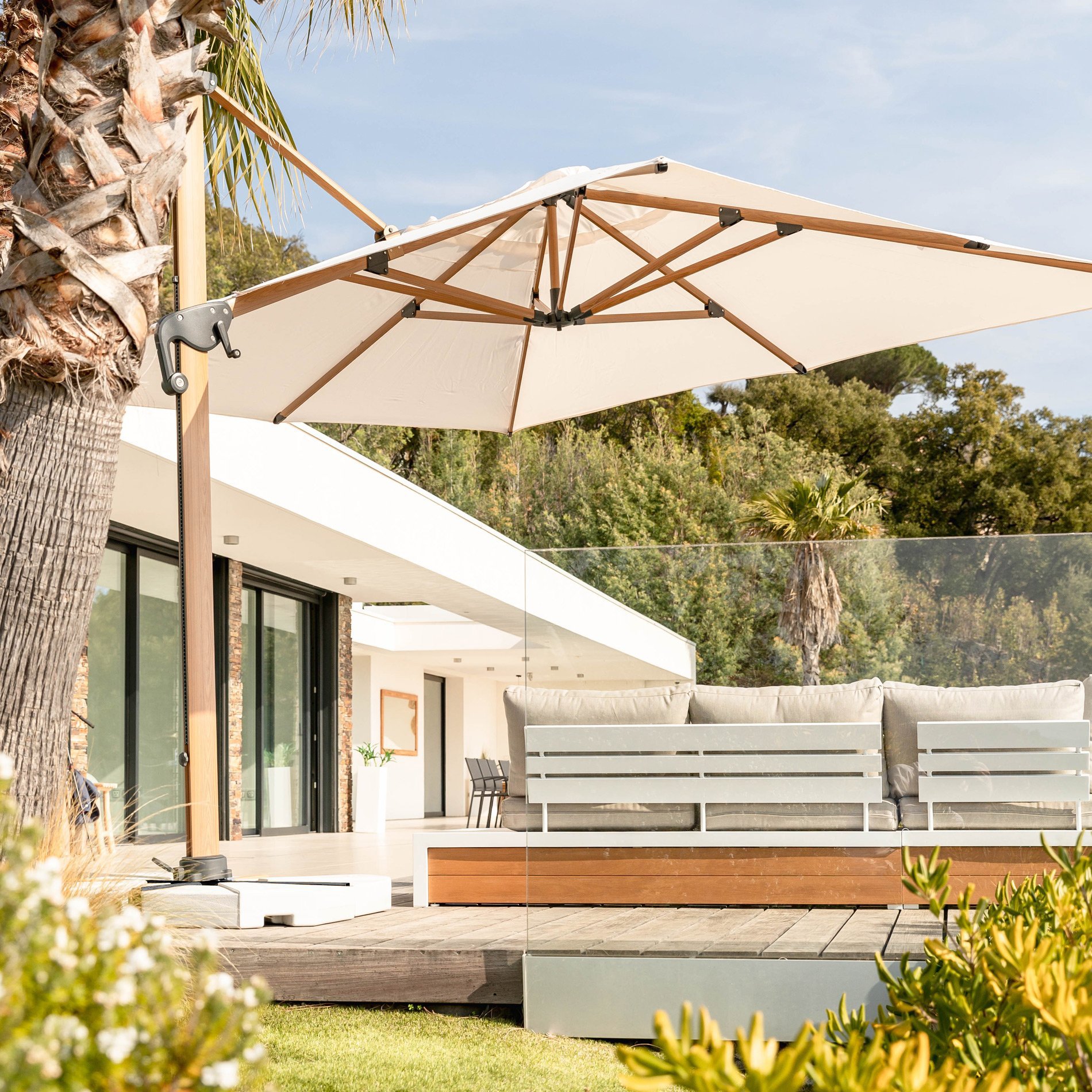 Parasol déporté Yucatan (L4 x 3m) - Blanc 7