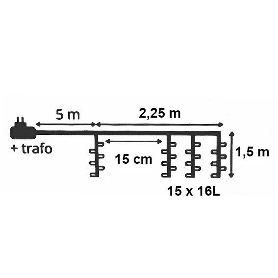 Rideau lumineux H1,50 m Super chaser Blanc froid 240 LED 5