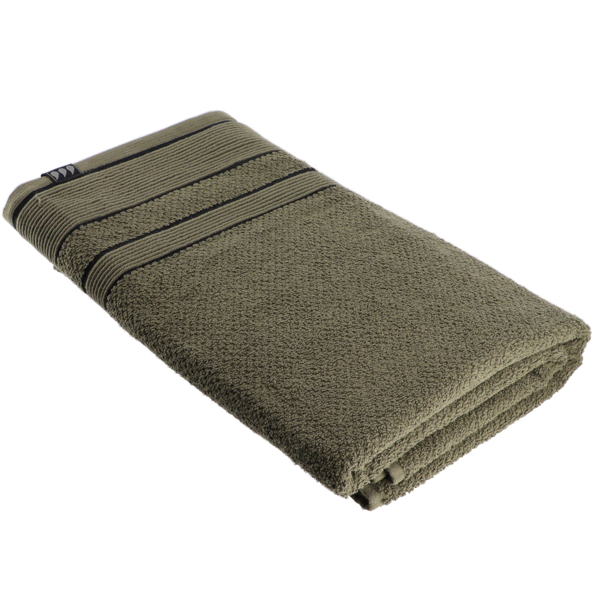 Serviette de bain (90 x 150 cm) Black Line Vert kaki / noir 1