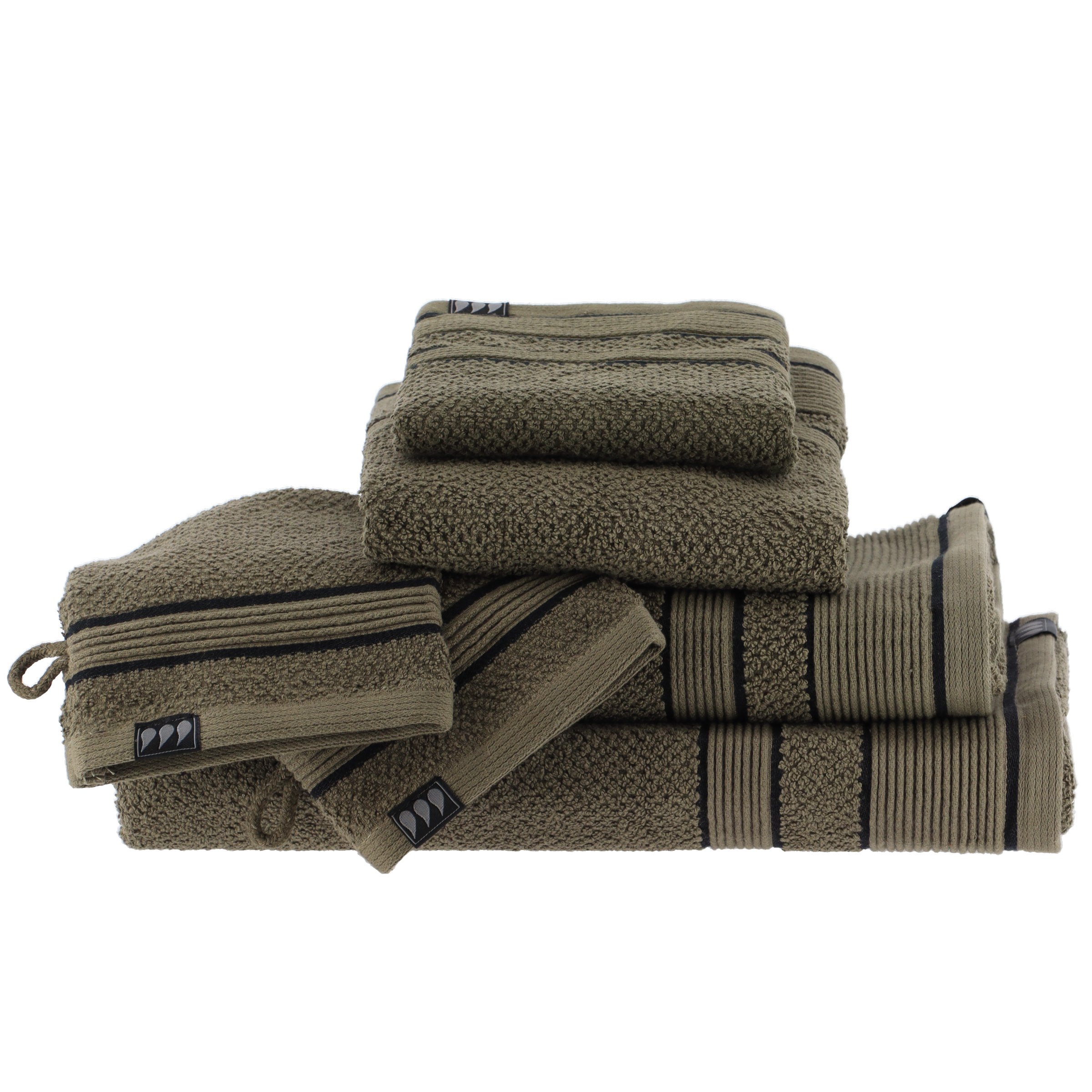 Serviette de bain (90 x 150 cm) Black Line Vert kaki / noir 2