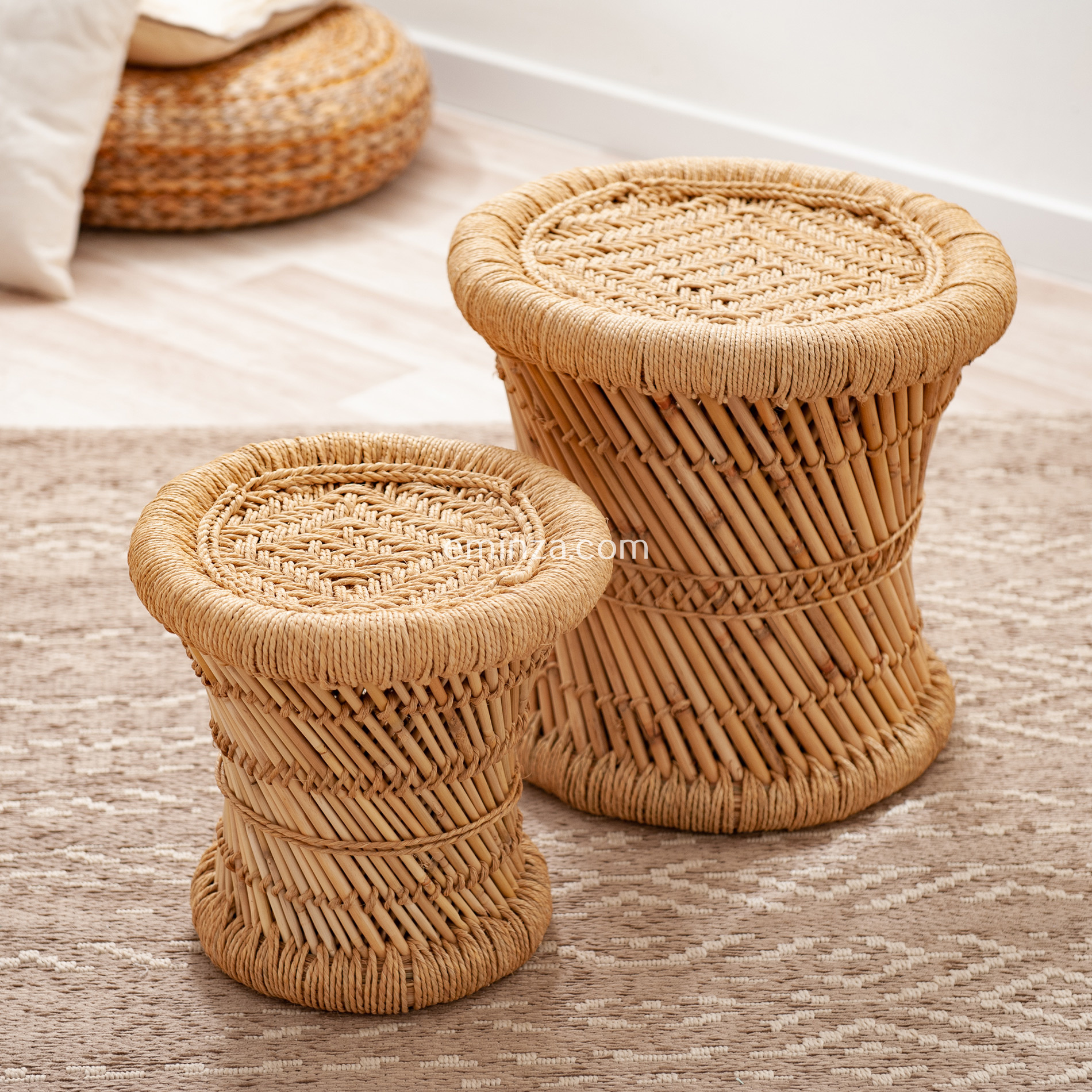 Lot de 2 tables d'appoint Corde Naturel 3
