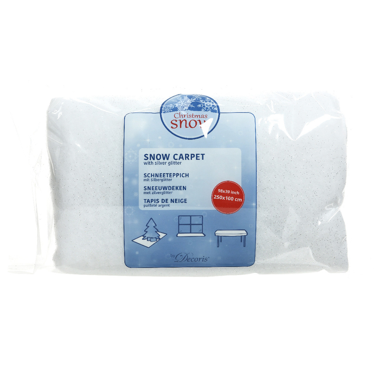 Tapis de neige rectangulaire Pailleté argent L250 cm 1