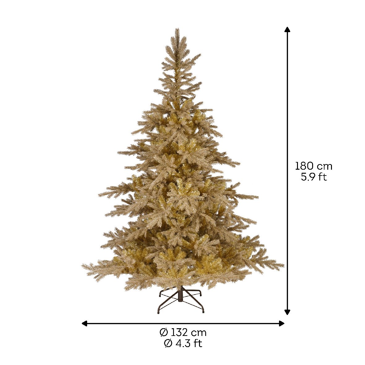Sapin artificiel de Noël Tiffany H180 cm Or