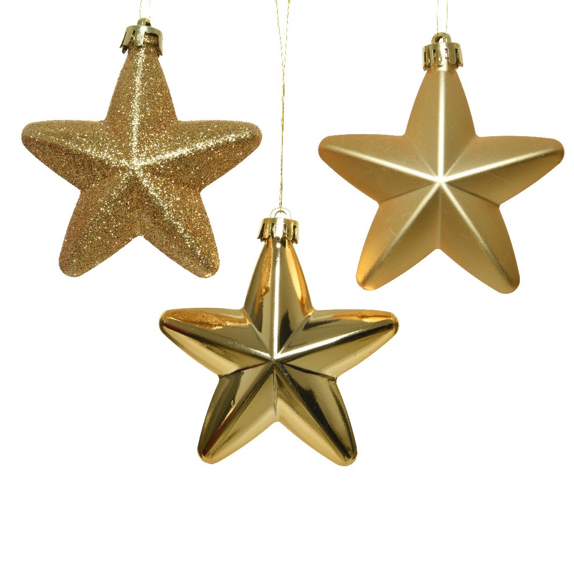 Lot de 6 étoiles de Noël à  suspendre Alpine Or 2