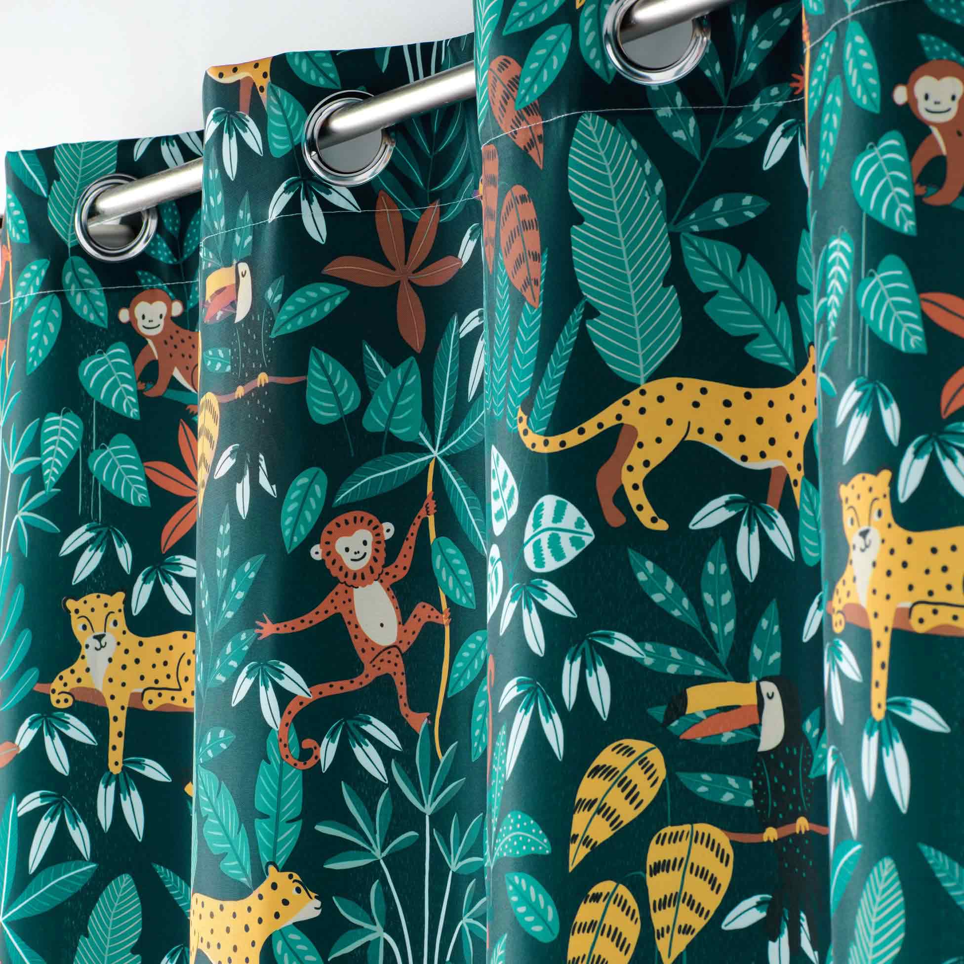 Rideau tamisant enfant (140 x 260 cm) Jungle story Bleu 3