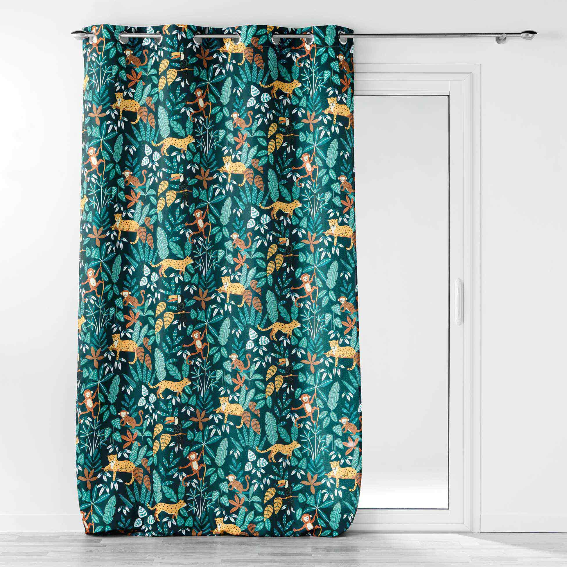 Rideau tamisant enfant (140 x 260 cm) Jungle story Bleu 4