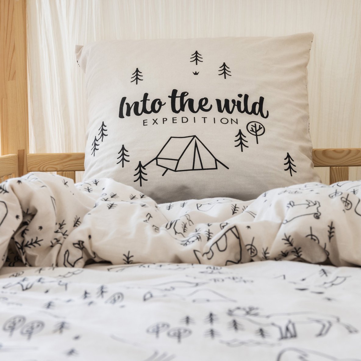Housse de couette et une taie enfant coton (140 cm) Wild Ecru 2
