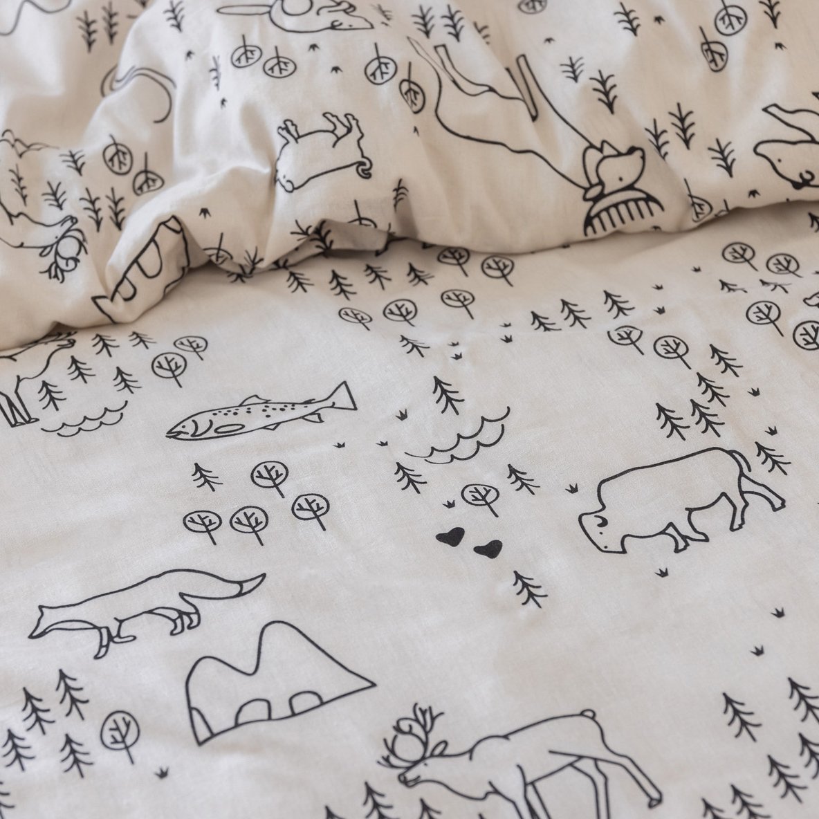 Housse de couette et une taie enfant coton (140 cm) Wild Ecru 5