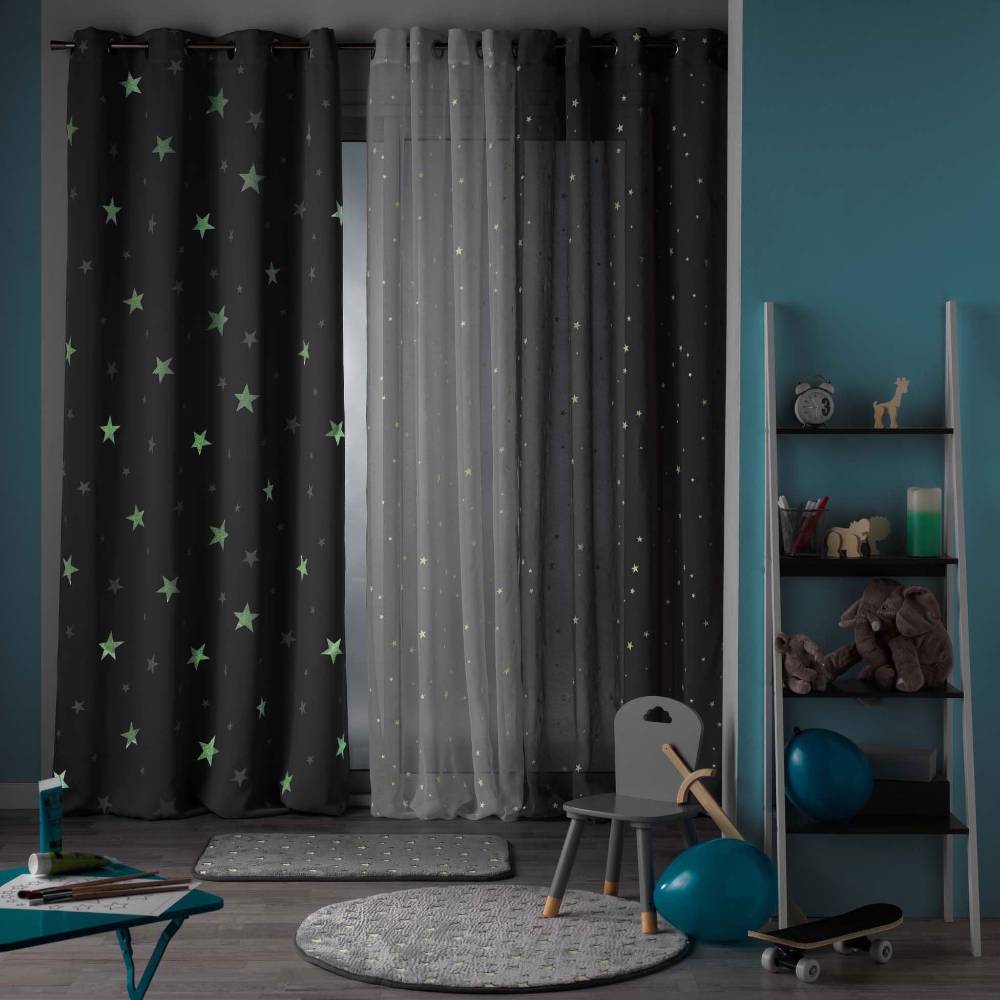 Voilage phosphorescent enfant (140 x 240 cm) Fluo night Blanc 4