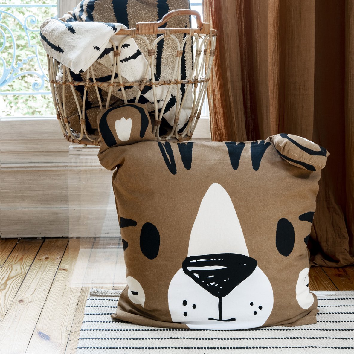 Housse de couette et une taie enfant coton (140 cm) Diego Marron 4