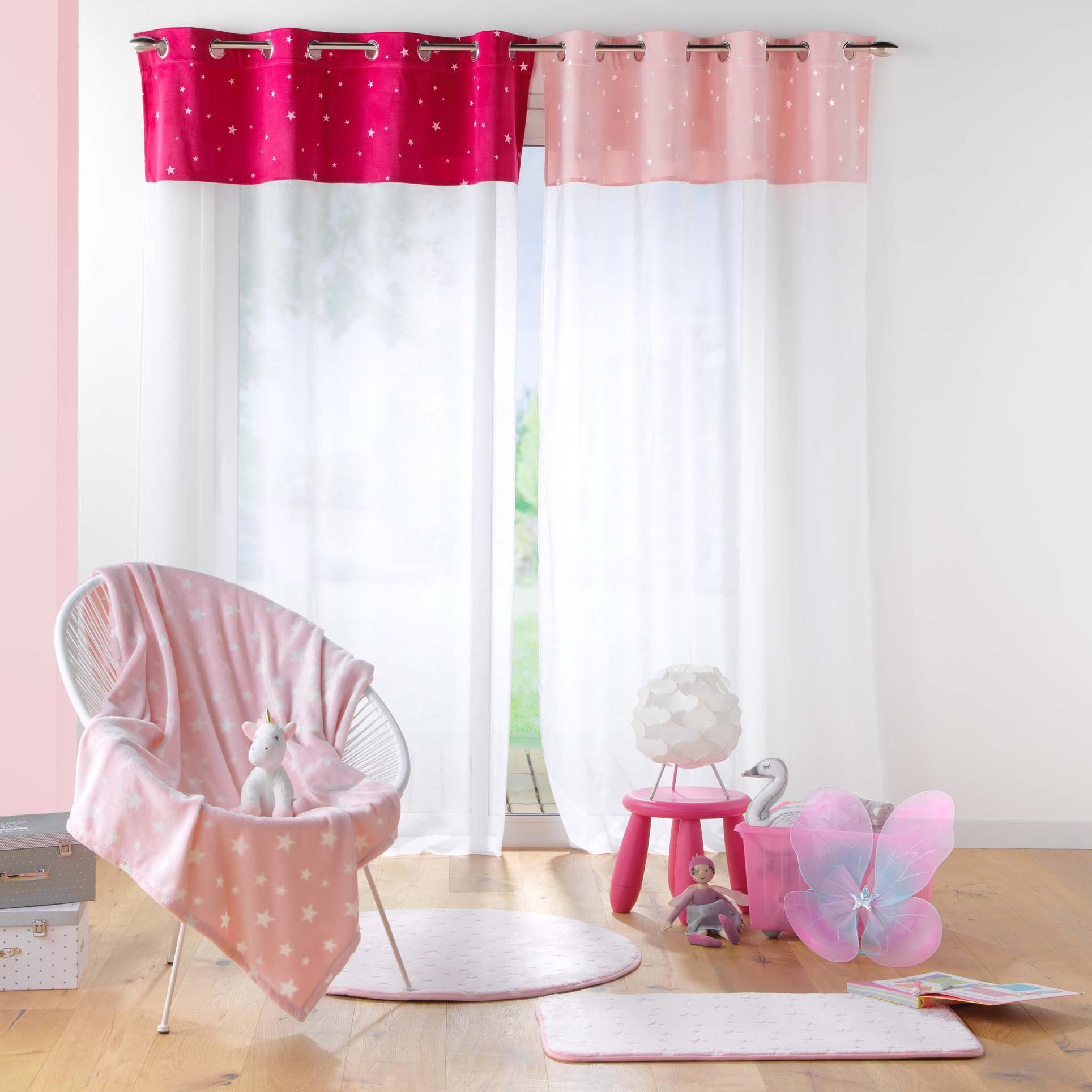Voilage phosphorescent enfant (140 x 240 cm) Moonlight Rose fuchsia 4