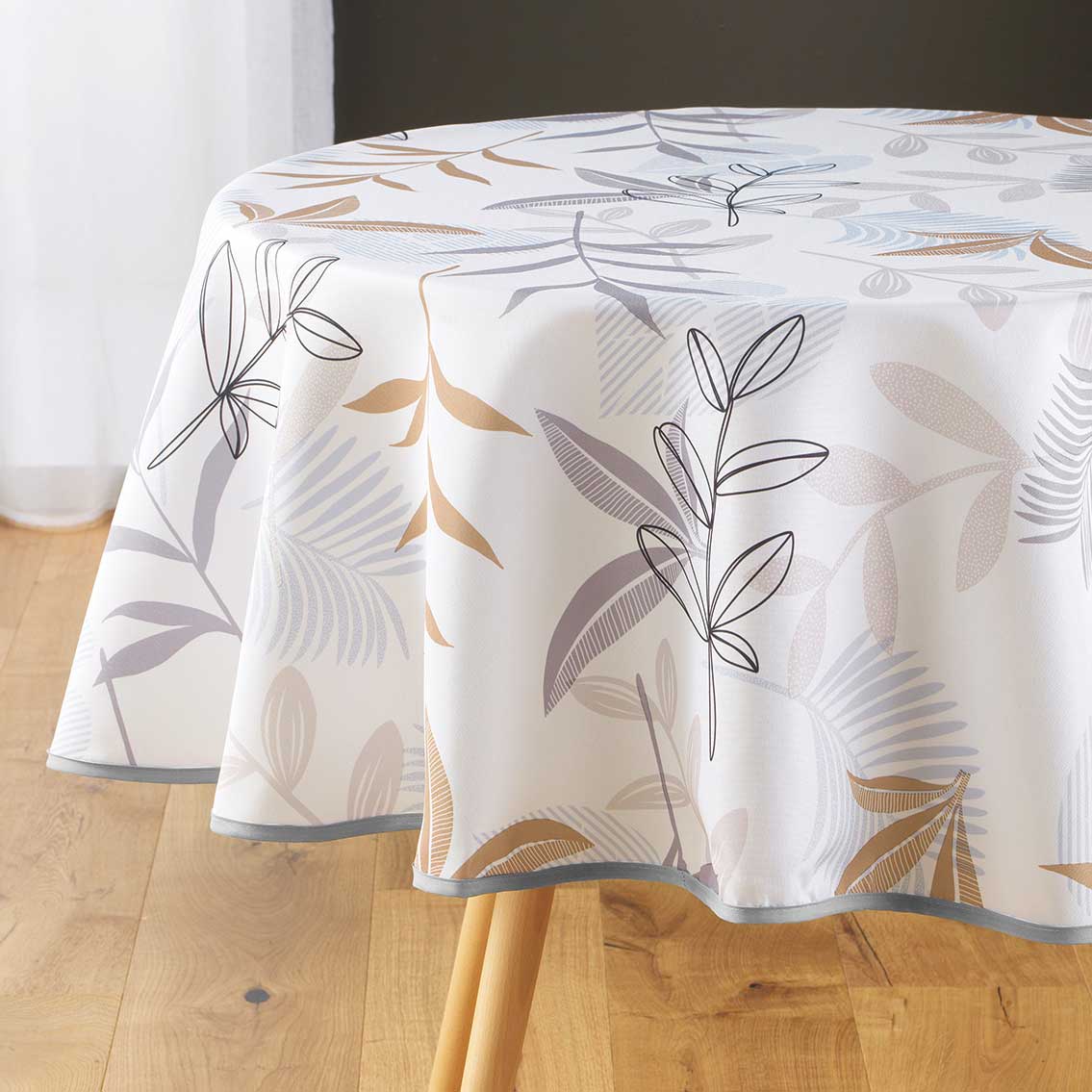 Nappe ronde anti-taches (D180 cm) Miraline Grise 3