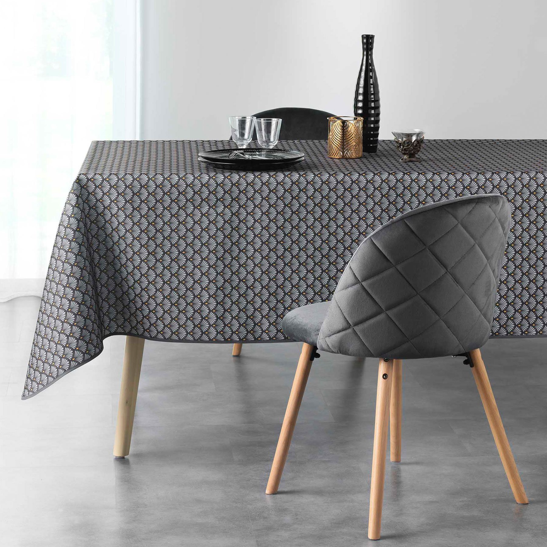 Nappe rectangulaire anti tache (L240 cm) Artchic Gris anthracite 1