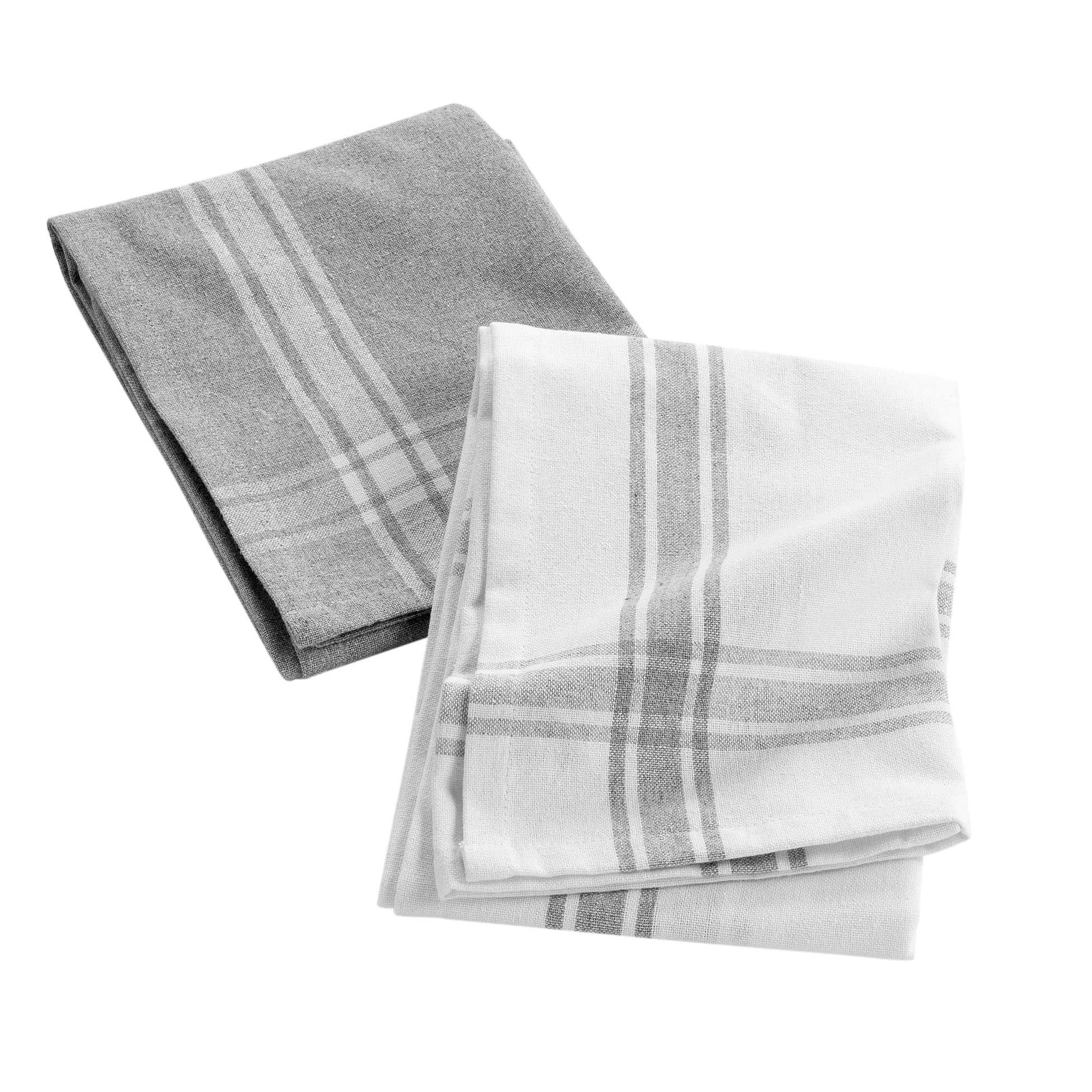 Lot de 2 torchons coton recyclé Cuisiline Gris chiné 1