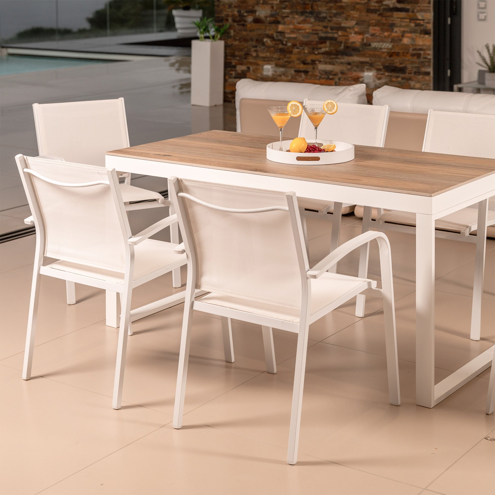 Fauteuil de jardin alu empilable Murano - Blanc 7