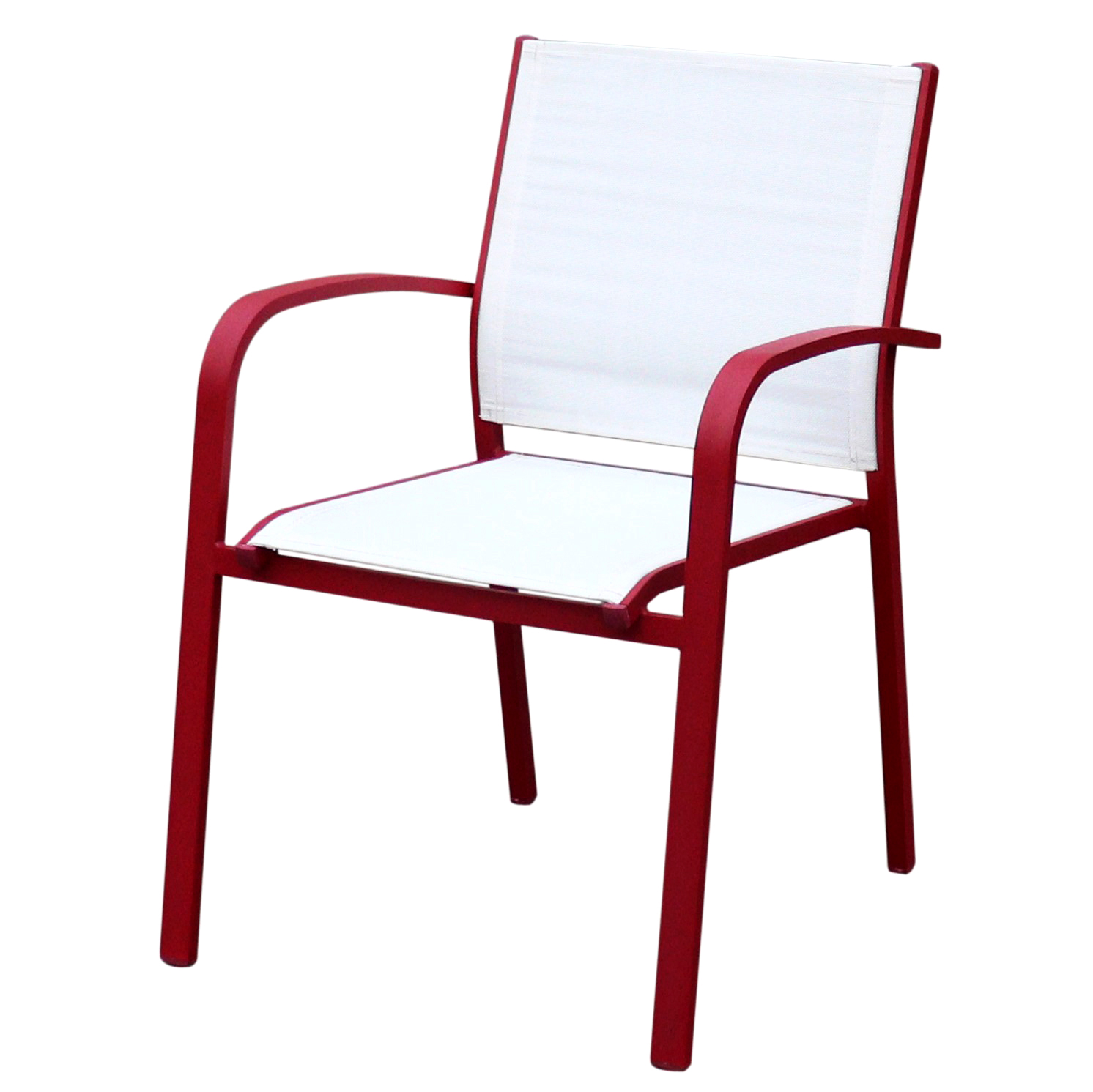 Fauteuil de jardin alu empilable Murano - Rouge/Blanc 4