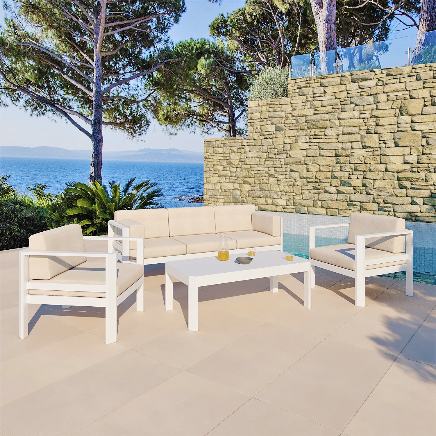 Salon de jardin Ostara Blanc - 5 places 1