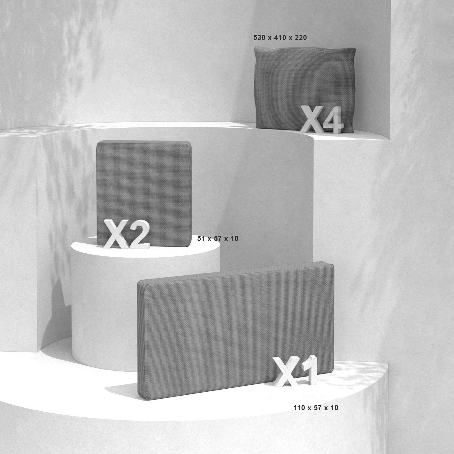 Lot de coussins de remplacement pour salon de jardin Calvi 4 places - Gris foncé 1