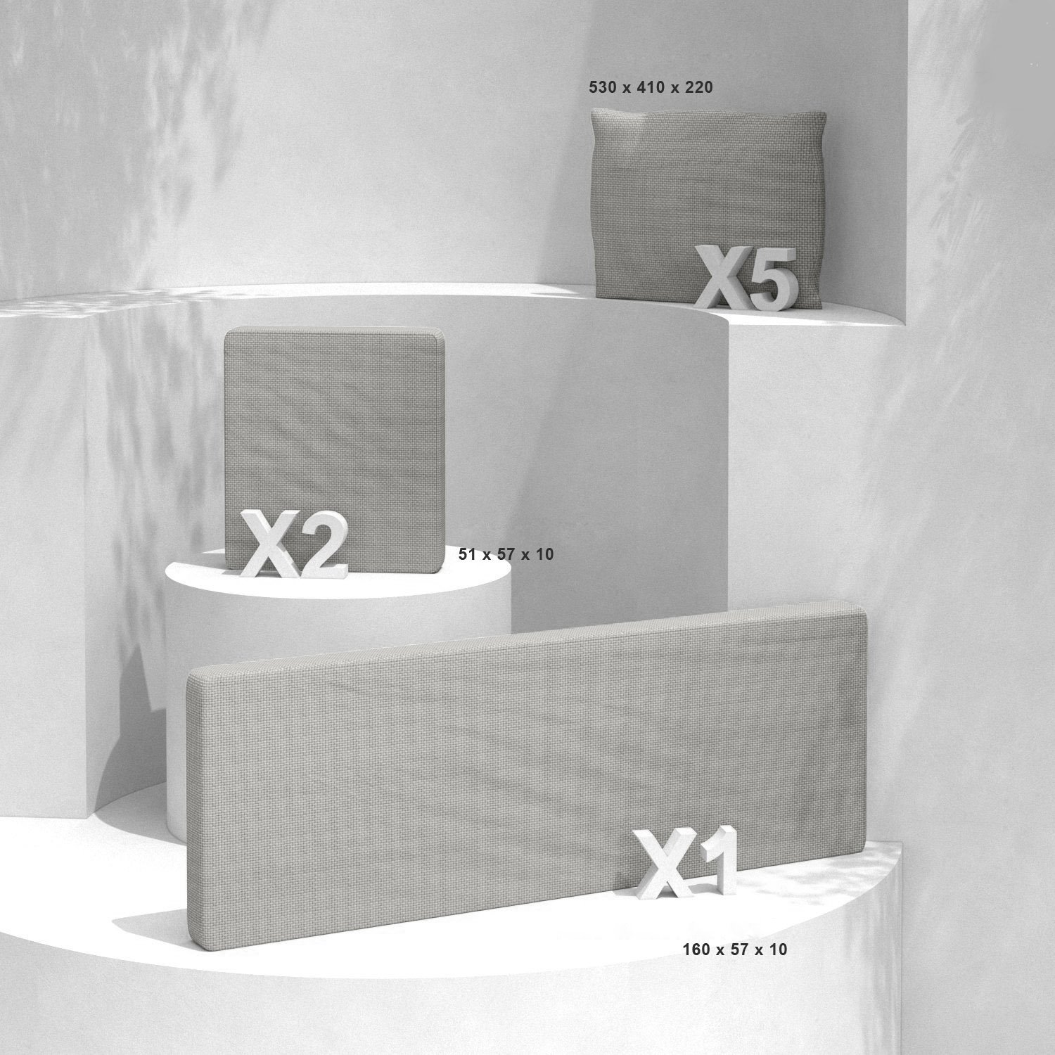 Coussins de remplacement pour salon de jardin Calvi 5 places - Taupe 1