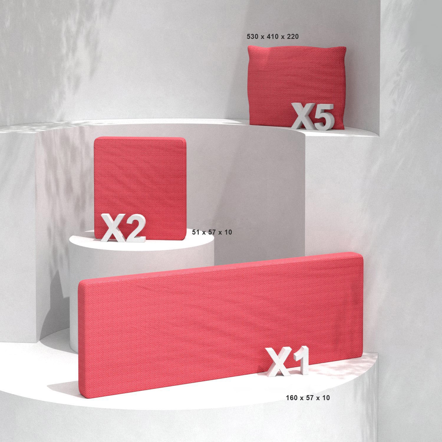 Coussins de remplacement pour salon de jardin Calvi 5 places - Rouge 1