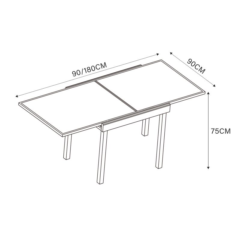 Table de jardin extensible 8 places en verre Murano (180 x 90 cm) - Blanche 7