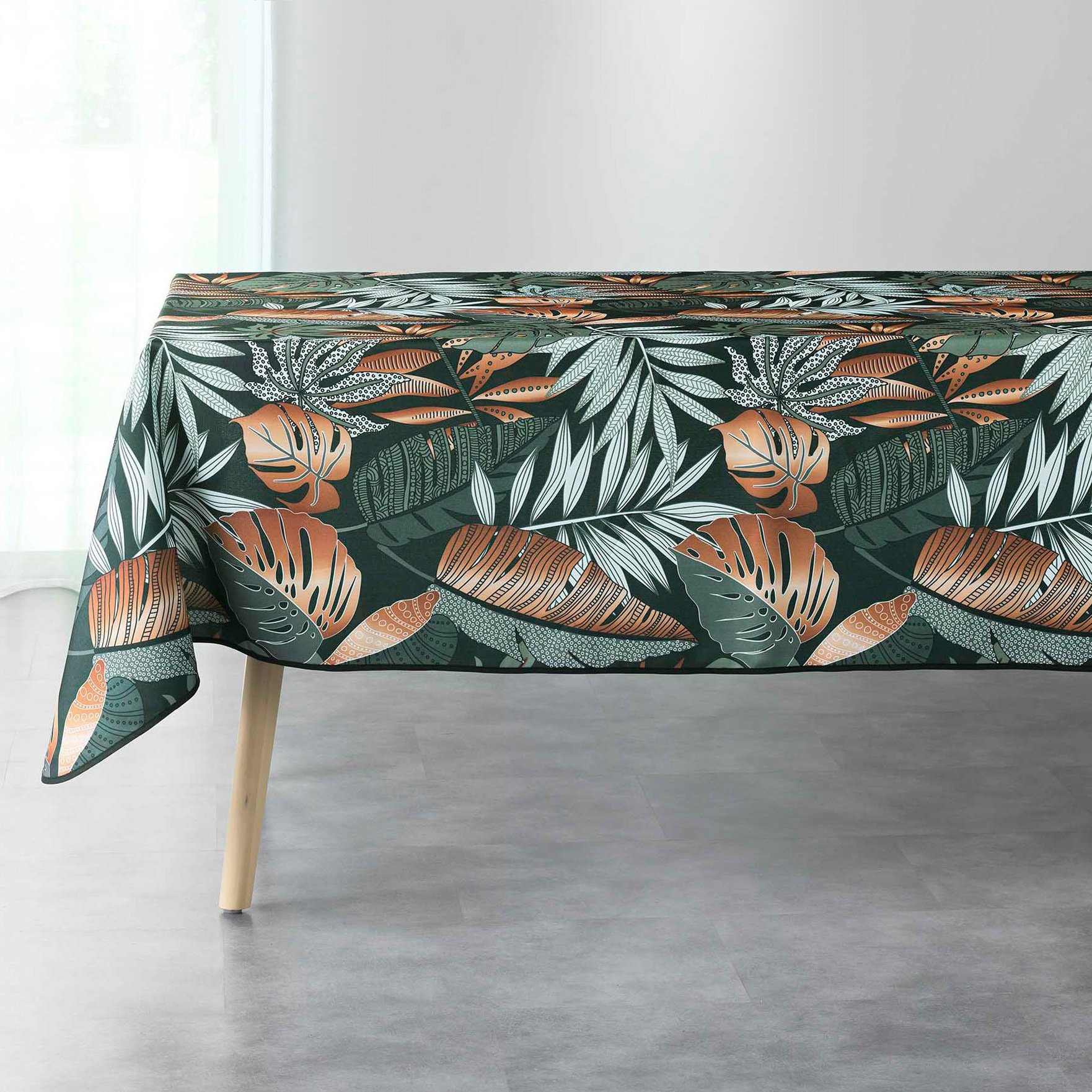 Nappe rectangulaire anti tache (L240 cm) Alianor Vert kaki 2