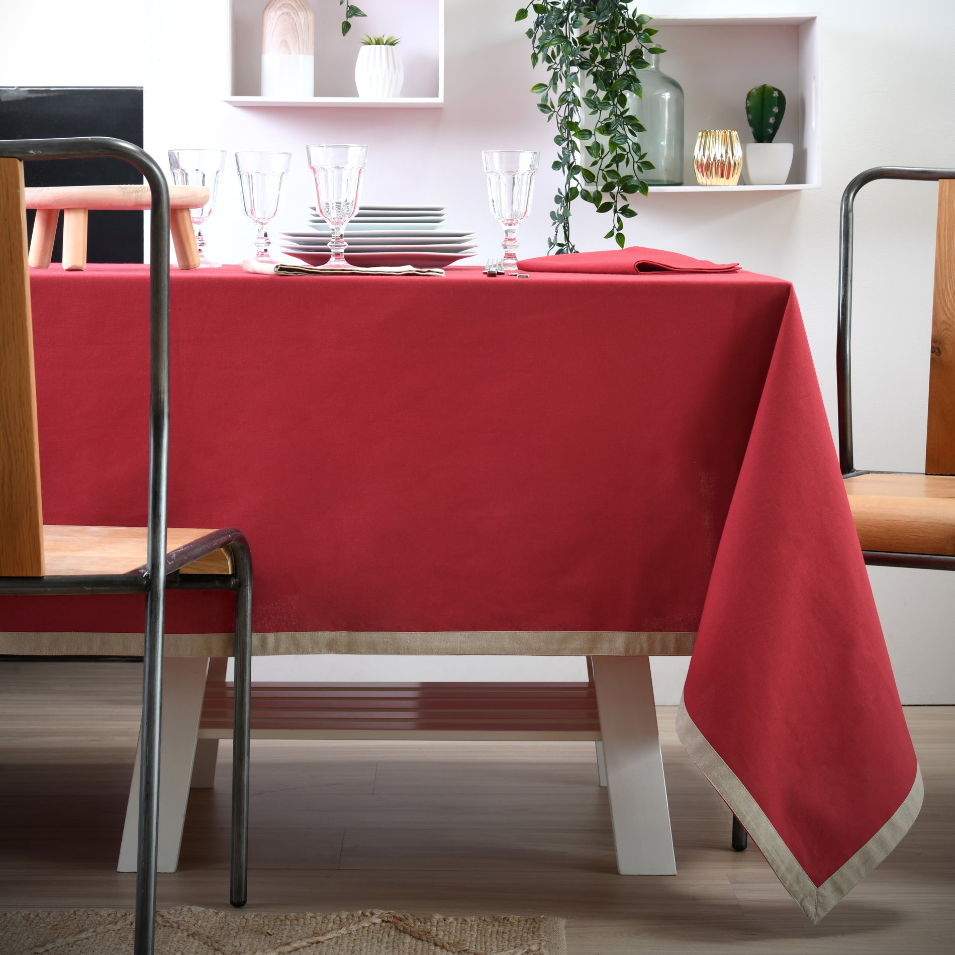 Nappe rectangulaire (L200 cm) Duo Rouge 1