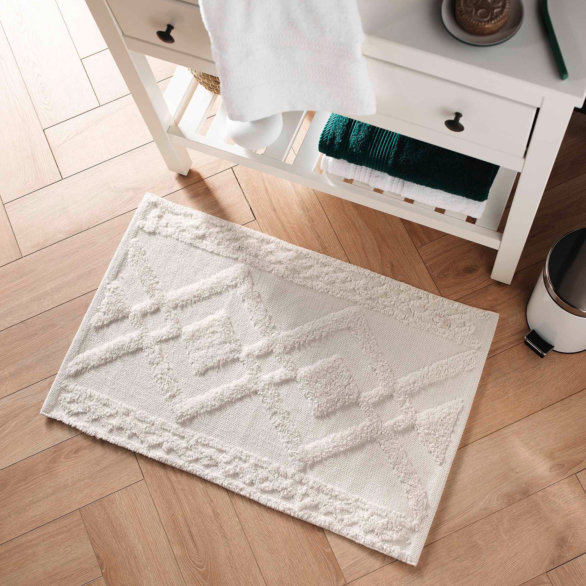 Tapis de bain coton (80 cm) Gladis Blanc