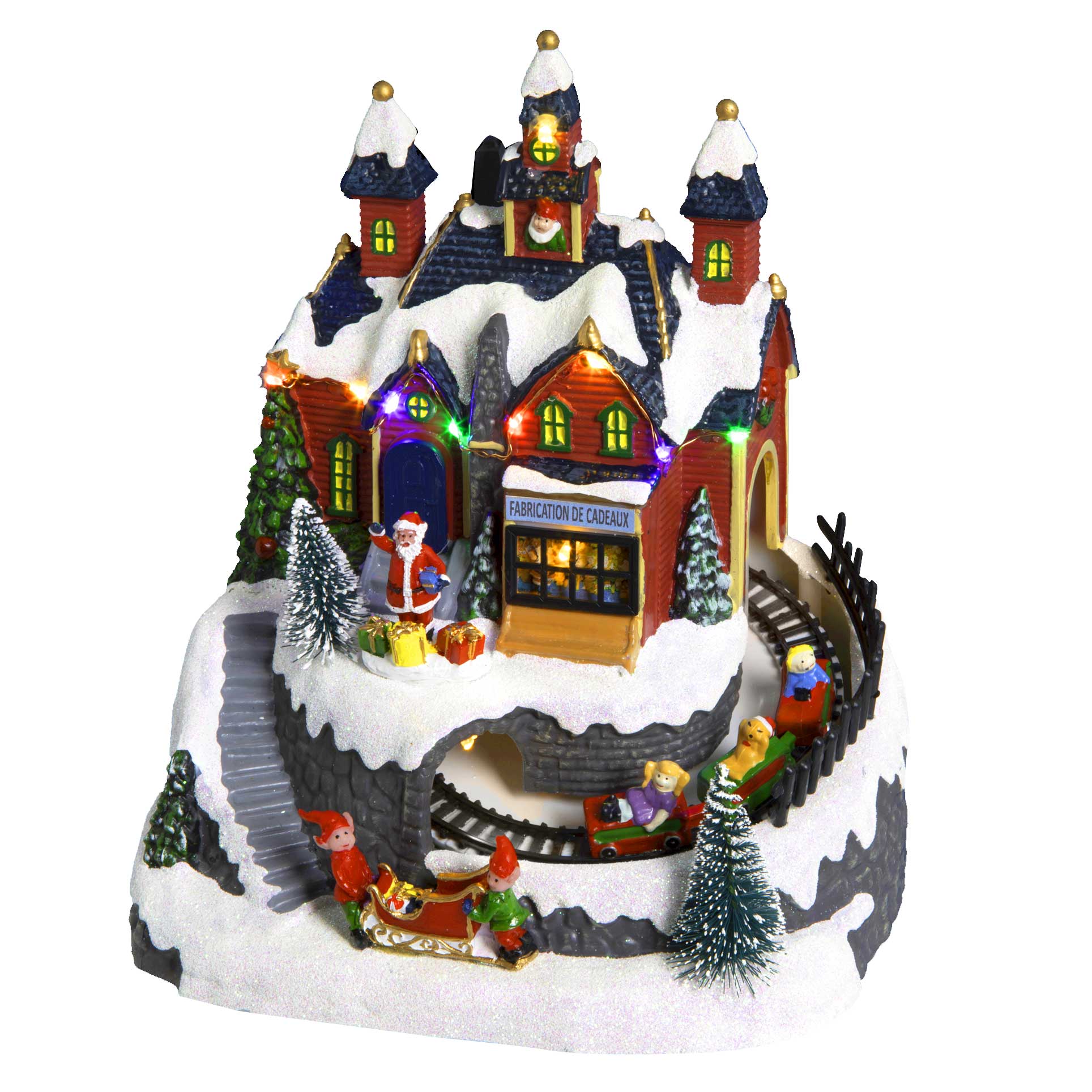 Village de Noël lumineux à piles Atelier et train de Noël lumineux et musical 2