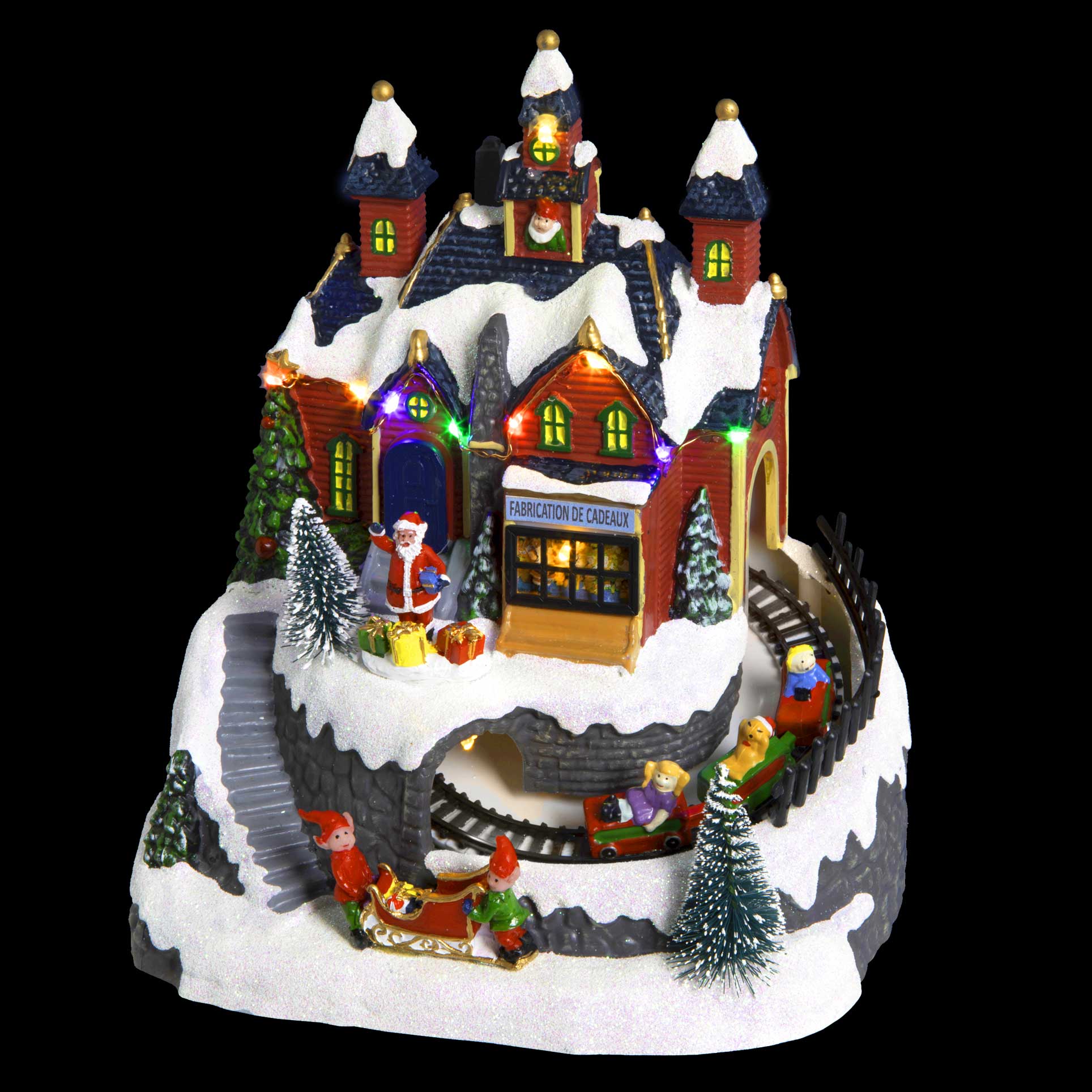 Village de Noël lumineux à piles Atelier et train de Noël lumineux et musical 3