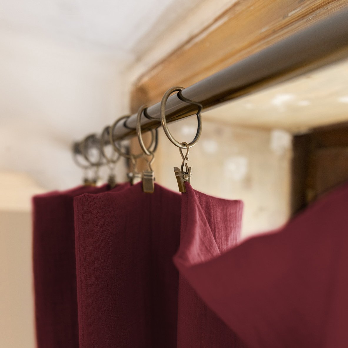 Rideau gaze de coton ajustable (140 x max 300 cm) Gaïa Lie de vin 3