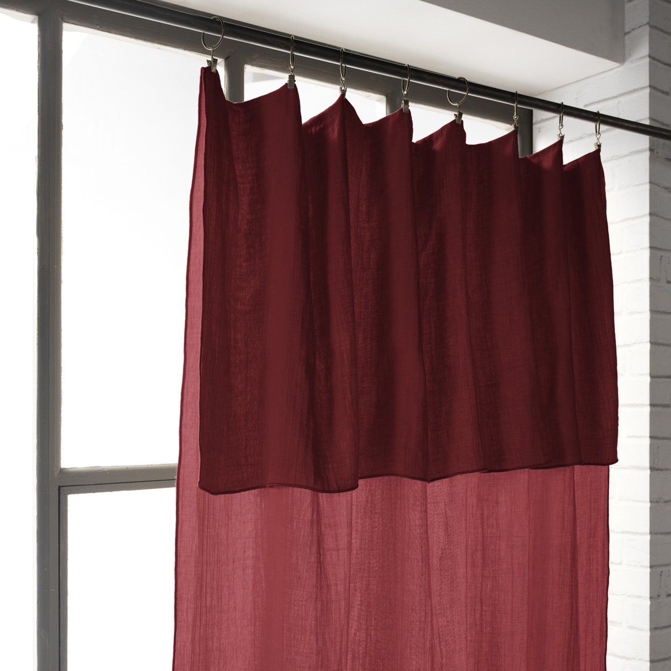Rideau gaze de coton ajustable (140 x max 300 cm) Gaïa Lie de vin 4