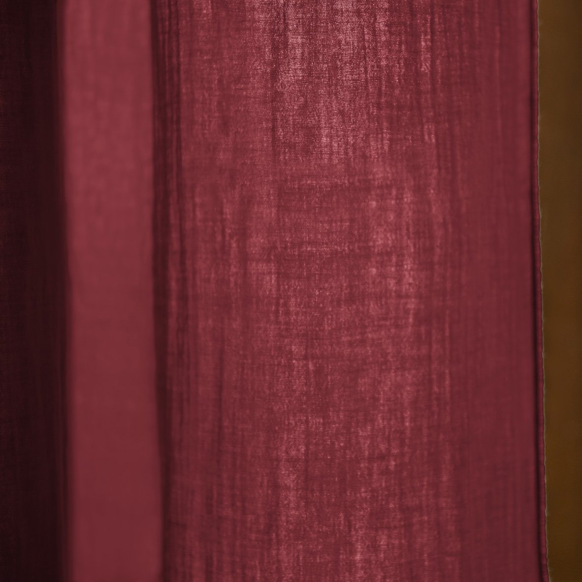 Rideau gaze de coton ajustable (140 x max 300 cm) Gaïa Lie de vin 7