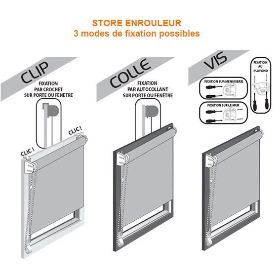 Store enrouleur occultant (45 x 180 cm) Uni Gris 3
