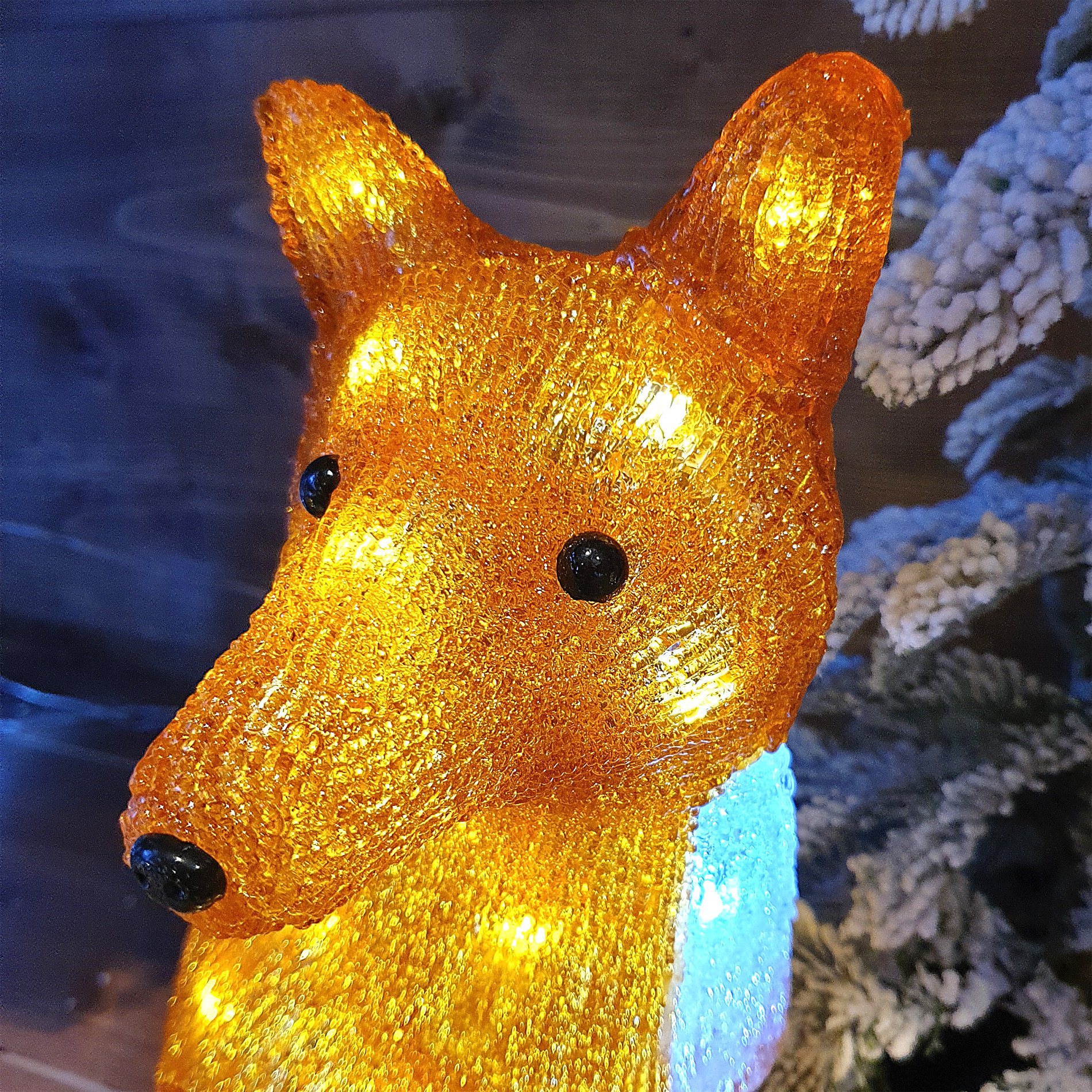 Renard lumineux Maman et son petit à piles Blanc froid 30 LED 2