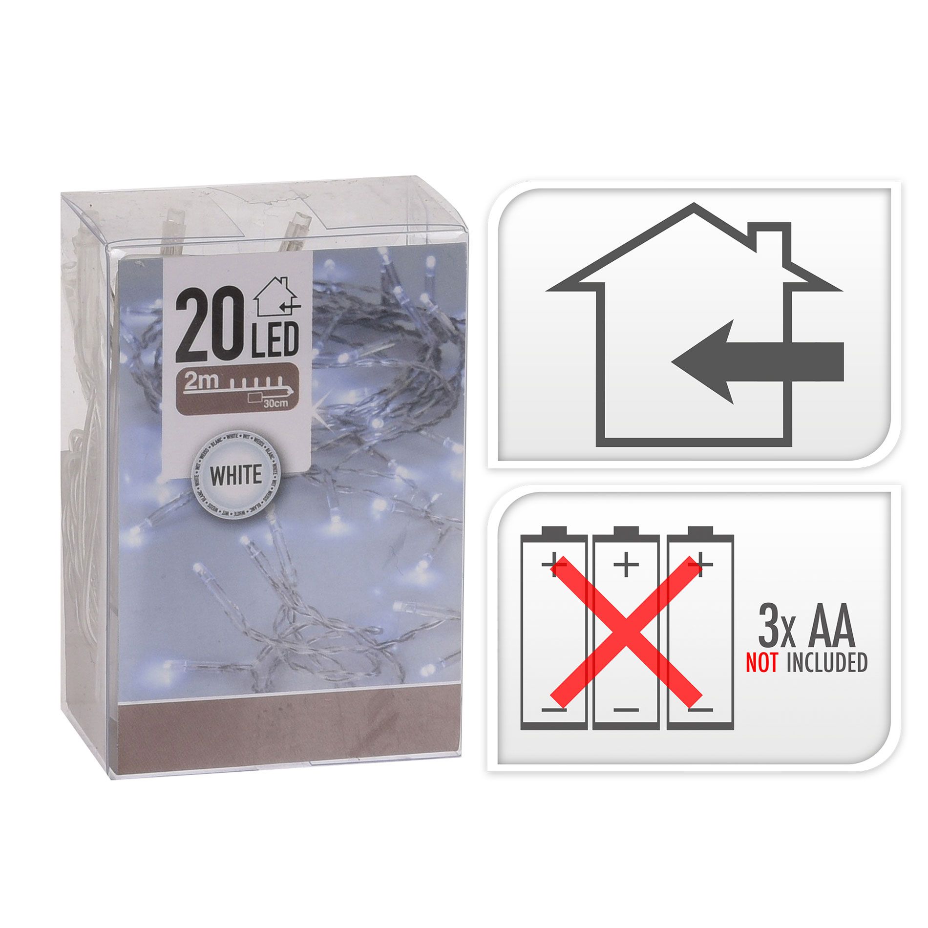 Guirlande lumineuse à piles 2 m Blanc froid 20 LED 2