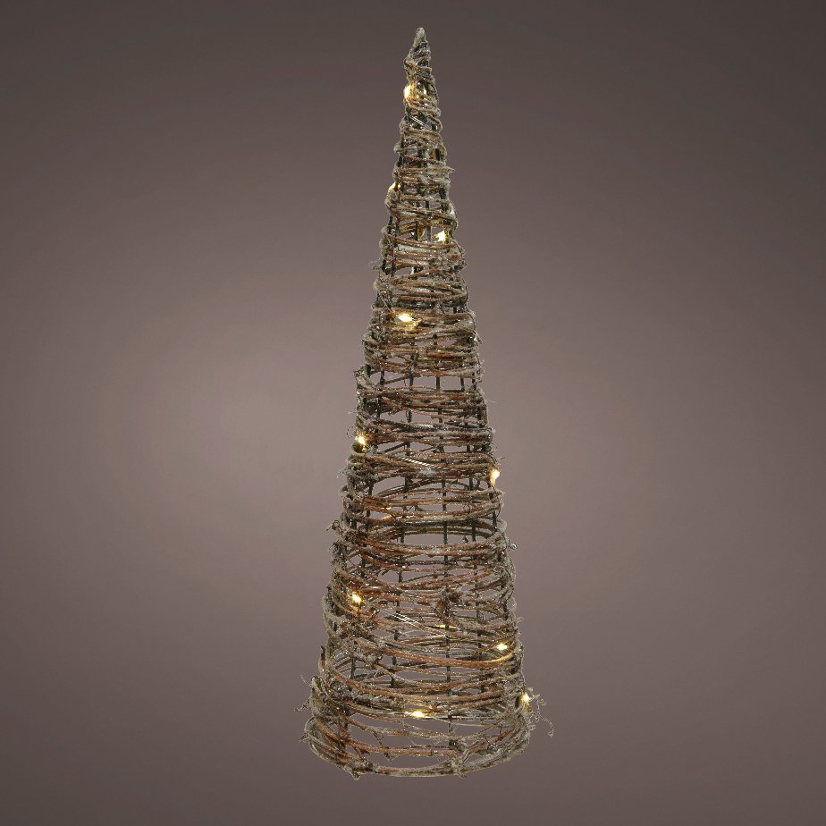 Pyramide lumineuse à piles 30 LED (H80 cm) Rattan Blanc chaud